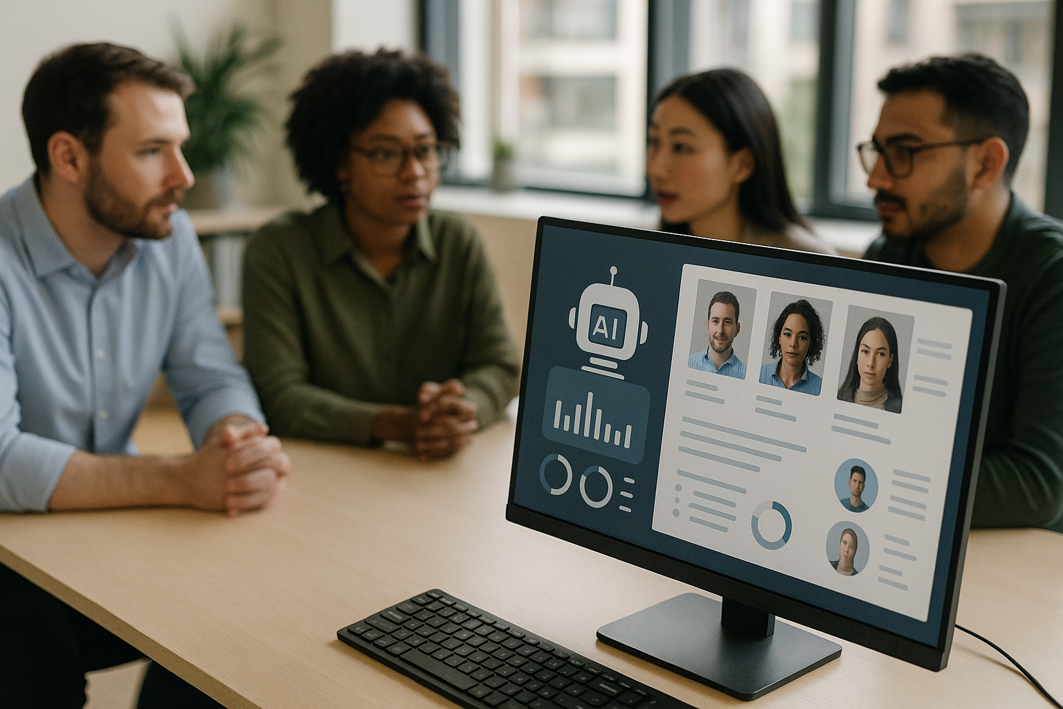 AI-assisterad rekryteringsprocess på ett modernt kontor